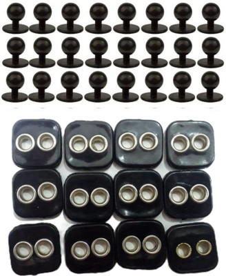 nts Combo Pack of Black Chef Coat Buttons (24 Pcs) and Eyelet Buttons (24 Pcs) Nylon Buttons(Pack of 48)