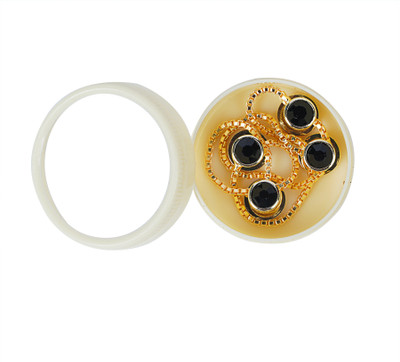 Maskey Brass Button Gold Plated Rhodium Polished Black Gemstone Kurta Button For Men Brass Buttons(Pack of 4)