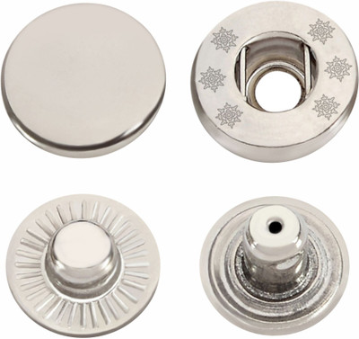 Jyoti Snap Button (100 Sets of Size VT - 5/12.5 mm of Brass in Nickel Finish)- 1 Pouch Brass Buttons(Pack of 100)