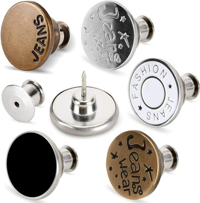 Stadash 5pcs Detachable Button for Jeans 5 Styles No Sew Metal Buttons for Denims Metal Buttons(Pack of 5)