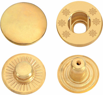 Jyoti Snap Button (100 Sets of Size VT - 5/12.5 mm of Steel in Golden Finish)- 1 Pouch Metal Buttons(Pack of 100)