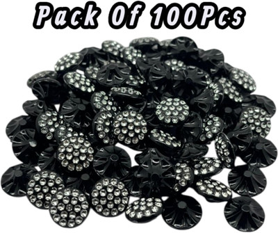Aarohi BlackColour Fancy Button/ Size 12MM) Plastic Buttons(Pack of 100)