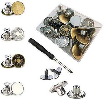 Kliznil 20 pcs Detachable Buttons for Jeans, Instant Pants Waist Button Pins Metal, Brass Buttons(Pack of 20)
