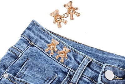 TREXEE Jeans Detachable Cute Bear Metal Button Pins for Instant Adjustable Loose Jeans Metal Buttons(Pack of 2)