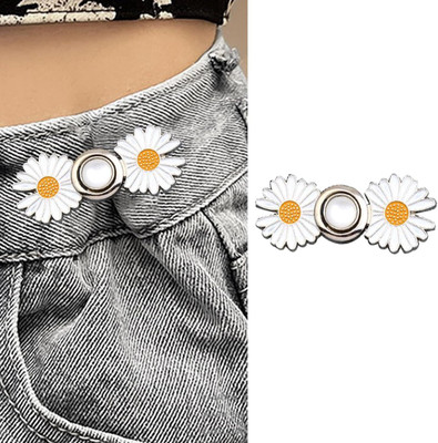 KDGTREADS Pants Waist Tightener Button, Flower design Adjuster Button for Jeans, Metal Buttons(Pack of 2)