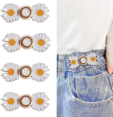 capable sales Adjustable Flower Jean Button Waist Buckle , Loose Jeans Pants Metal Buttons(Pack of 1)