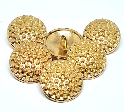 REENA Gold Round Dotted 6 pc Big Alloy Metal Buttons for Coats Jeans Jackets etc. Metal Buttons(Pack of 6)