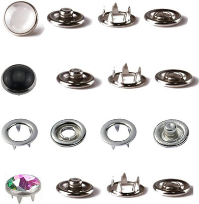 Vikurajas 16L Snap Ring Button Pearl Button Metal Buttons Metal Buttons(Pack of 48)