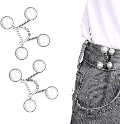 Cloudmall eans Adjustable Button pins Waist Buckle for Loose Jeans Pants White Round Metal Buttons(Pack of 2)