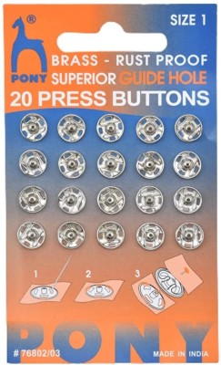 Pony Press Buttons (Snap Fasteners) Size 1 Bra,Buttons Brass Buttons (Pack of 2) Brass, Metal Buttons(Pack of 200)