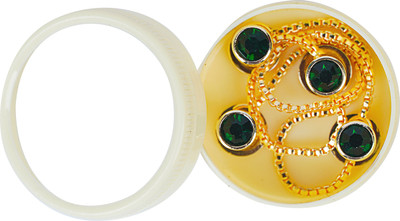 Maskey Brass Button Gold Plated Rhodium Polished Green Gemstone Kurta Button For Men Brass Buttons(Pack of 4)