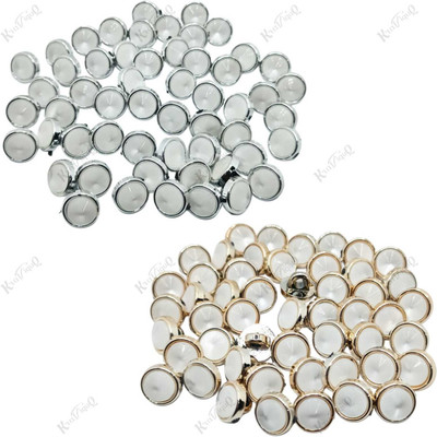 KRAFTIQUE 10mm White, Gold & Silver Buttons for DIY Craft, Dress & Blouses Plastic Buttons(Pack of 100)