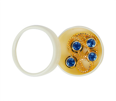 Maskey Brass Button Gold Plated Rhodium Polished Blue Gemstone Kurta Button For Men Brass Buttons(Pack of 4)
