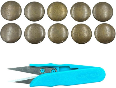REENA Jeans Button Pins Combo Set for Jackets, Copper (Copper 10 + 1 Colour Cutter) Metal Buttons(Pack of 10)