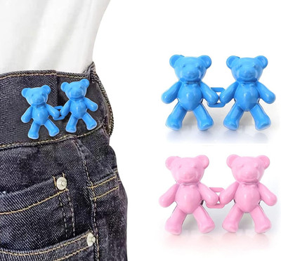 Akhuratha Jeans Button Pins Bear Jeans Buckle Waist Extender for Girls Multipurpose Button Metal Buttons(Pack of 2)