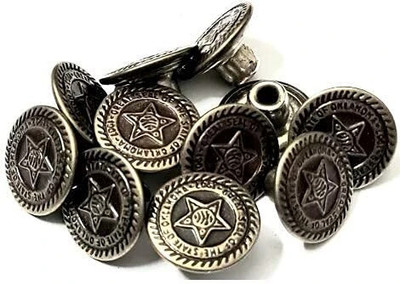 REENA Star Metal Buttons 17mm Diameter snap on no sew Bronze Buttons for Jeans Jackets Metal Buttons(Pack of 10)
