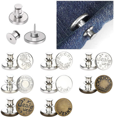 SYADEL 10pcs Detachable Buttons for Jeans, Instant Pants Waist Button Pins, Adjustable Metal, Brass Buttons(Pack of 10)