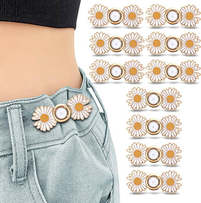 NSUSU Flower Pant Waist Tightener Adjustable Buckle For Loose Jeans Button Pins B Metal Buttons(Pack of 2)