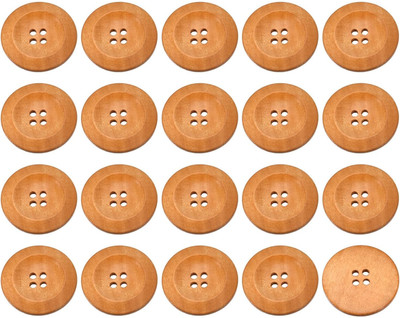 Aakriti Wooden Buttons, 30mm/3cm 4 Hole Round Wood Sewing Button for Sewing DIY Craft Wooden Buttons(Pack of 50)