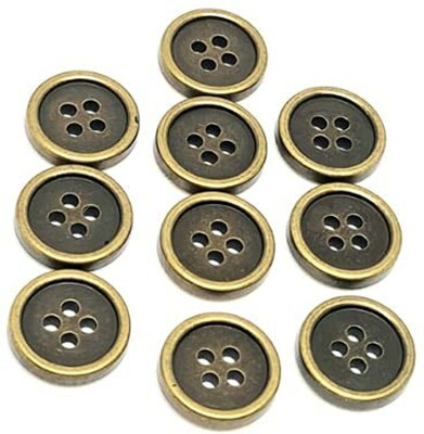 REENA Bronze Small Plain Round 10pc Fancy Synthetic Resin PVC Material Designer Button Plastic Buttons(Pack of 10)