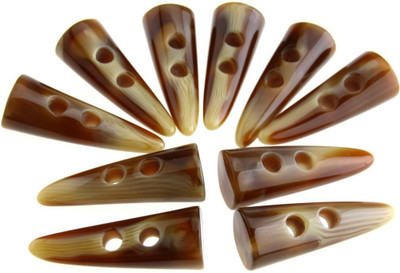 Aakriti Natural Brown Horn Toggle Button 50mm x 19mm–Classic Fasteners for Coats Jackets Horns Buttons(Pack of 10)