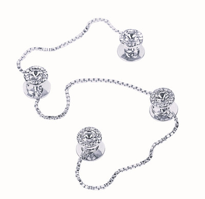 PGen Brass Buttons Silver Plated Rodium Designer White Diamond Kurta Button for Men Brass Buttons(Pack of 4)