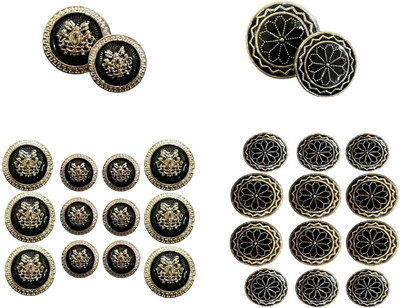 REENA Mens Coat Button Set Combo 2 Sets of 12 Pieces for Coat, Suits, Blazers etc.(11) Metal Buttons(Pack of 12)
