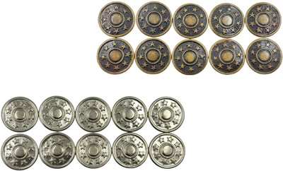 REENA Button Pins Combo Set for Jackets, Jeans, Denim, Shirts 17mm Hammer on Buttons Metal Buttons(Pack of 20)