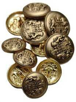 TILAK CHAND Metal Button with Emblem Golden Outer, Coats Jeans Jackets etc. Metal Buttons(Pack of 12)