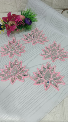 Sell plus Light Pink Lotus Glass Beads Patches (Pack of 5)