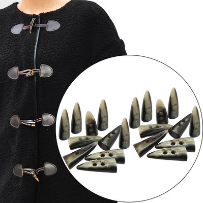 Aakriti Natural Grey-Brown Horn Toggle Buttons–45mm x 15mm Two-Hole for Coats, Jackets Horns Buttons(Pack of 20)