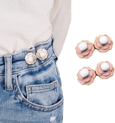 KGBTREADS 2pcs jeans tightening clip rose Metal, Pearls Buttons Metal Buttons(Pack of 2)