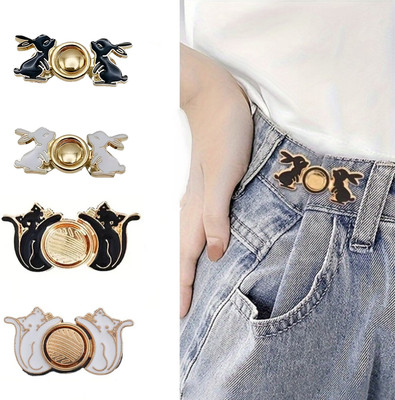 SYGA Instant Adjustable Waist Button Pins - Cat & Rabbit Pack Metal Buttons(Pack of 4)