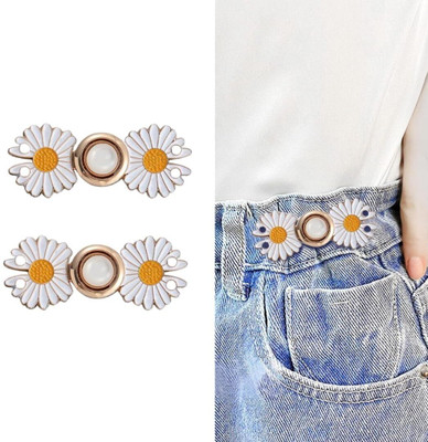 AADHYA COMMERCE 2 Pcs Adjustable Jean Button Perfect Fit Instant Button Metal Buttons(Pack of 2)