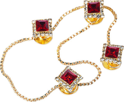 Epraiser Gold Plated Designer Ruby Diamonds Ethnic Traditional Kurta Buttons Men Metal Buttons(Pack of 4)
