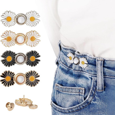 JOYSTER Flower Pant Waist Tightener Adjustable Buckle For Loose Jeans Button Pins Metal Buttons(Pack of 2)