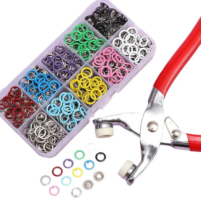 KAVRUL Premium Snap Buttons Kit- 9.5mm Metal Fasteners with Hand Pliers Tool SEWING KIT Metal Buttons(Pack of 100)