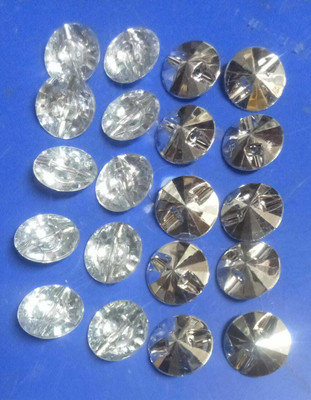 RINTL 45 Pcs Crystal Upholstery Silver Round Buttons for DIY Sofa, 20 mm Plastic Buttons(Pack of 45)