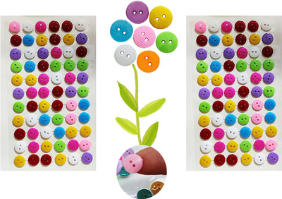Bitona Multicolor Self-Adhesive Button Stickers,for Art and Crafts Plastic Buttons(Pack of 132)