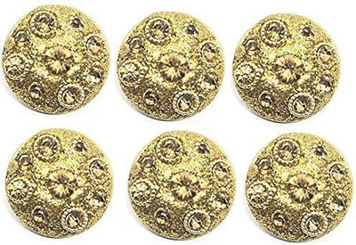 ZENITH Golden Round 6 pc Metal Hand Made Buttons Designer Traditional for Suits Dresses Jackets Coats Craft DIY (Golden Round 6 pc Metal Hand Made 6 pc) Metal Buttons(Pack of 6)