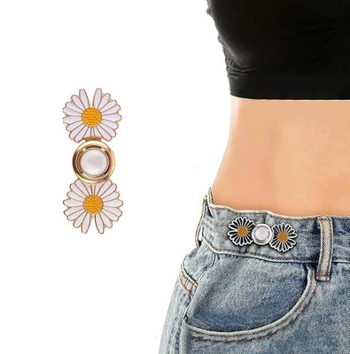 Navya Adjustable Pants Button Tightener – Removable Pearl Snap Clips Metal Buttons(Pack of 4)