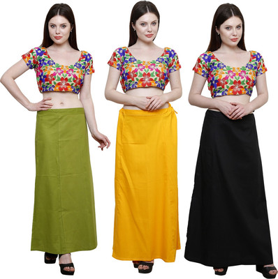Pistaa Mehendi Green, Mango Yellow and Black Cotton Blend Petticoat(XXL)