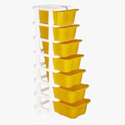 3D METRO SUPER STORE 7XL Large Modular Storage Drawer Kitchen Rack Plastic Drawer for Toy Clothes Plastic Free Standing Cabinet(Finish Color - YELLOW, DIY(Do-It-Yourself))