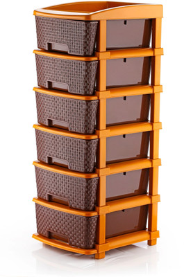 KAVIRA SUPER_6XL_BROWN Plastic Free Standing Chest of Drawers(Finish Color - Brown, Door Type- Hinged, DIY(Do-It-Yourself))