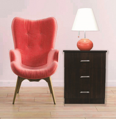 Om Shiv 3 - DRAWER Engineered Wood Bedside Table(Finish Color - SAWCUT DARK, Pre-assembled)