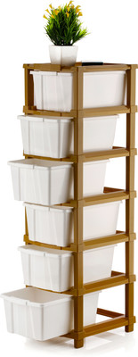 ELIGHTWAY MART 6 Compartments Plastic Desk organizer Drawer(White)