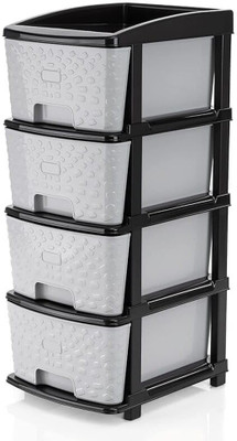 Flipkart SmartBuy 4-Tier Plastic Storage Cabinet Modular Plastic Drawer for Home/Office/Hospital Plastic Kitchen Trolley(DIY(Do-It-Yourself))