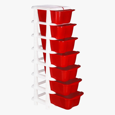3D METRO SUPER STORE Plastic Free Standing Cabinet(Finish Color - RED, DIY(Do-It-Yourself))
