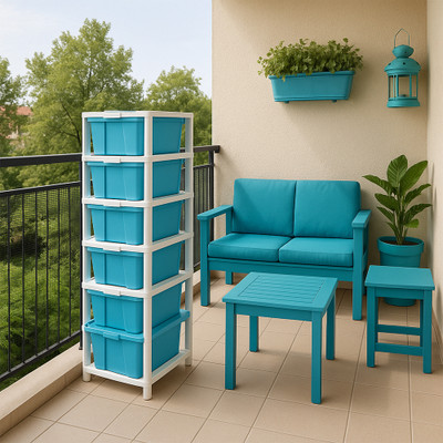 MAXTID 6 Layer Blue Drawer Essentials Plastic Standing Chest of Drawers Drawer Divider(Plastic)
