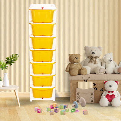 3D METRO SUPER STORE 7XL Large Modular Storage Drawer Kitchen Rack Plastic Drawer for Toy Clothes Plastic Free Standing Chest of Drawers(Finish Color - YELLOW, DIY(Do-It-Yourself))